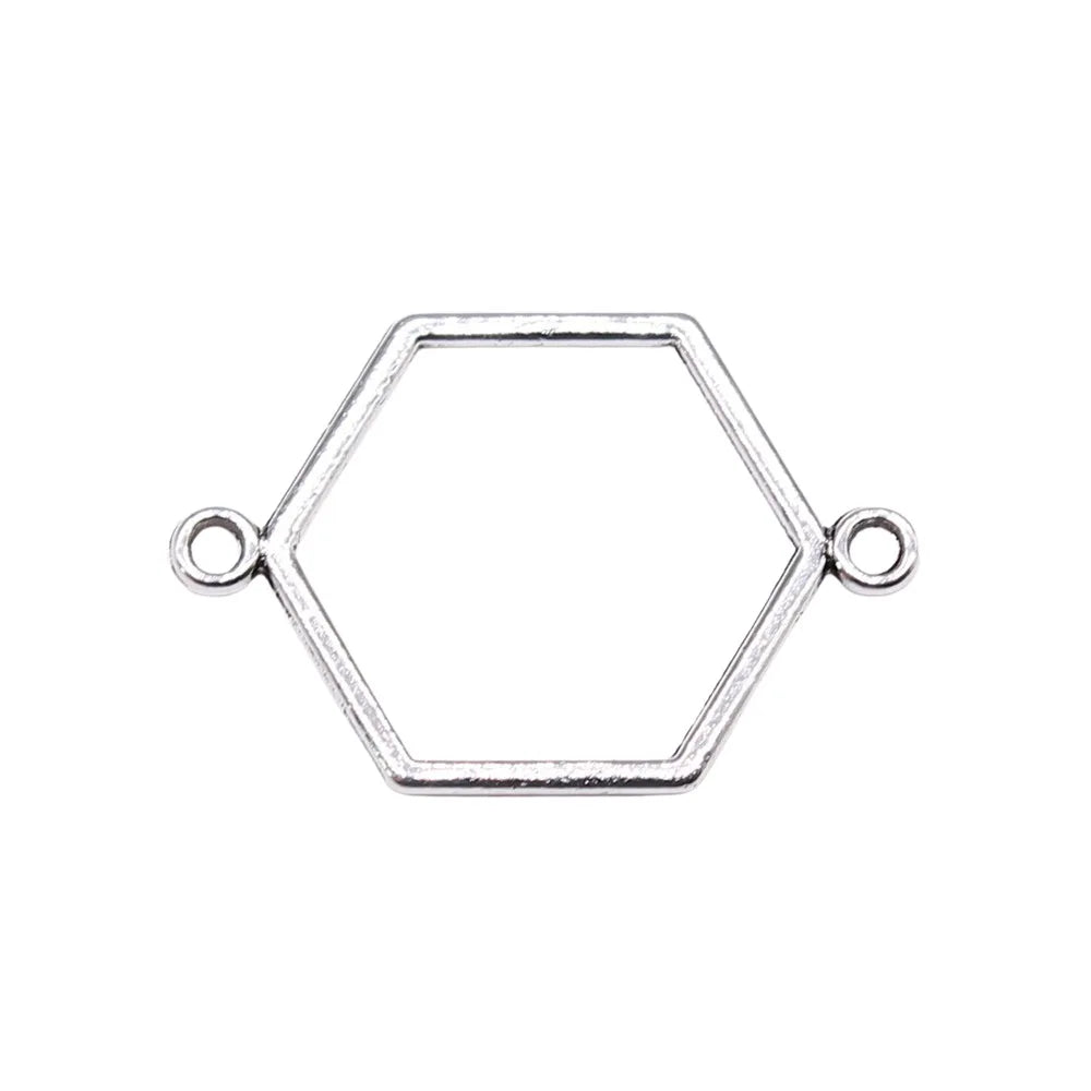 25x16mm 0.57g Multicolor Zinc Alloy Six-Point Star Honeycomb Connector Charm Pendant for DIY Jewelry
