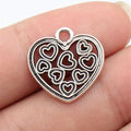 19x19mm 1.5g Antique Silver Zinc Alloy Hollow Heart Charm Pendant for DIY Bracelet Necklace Jewelry