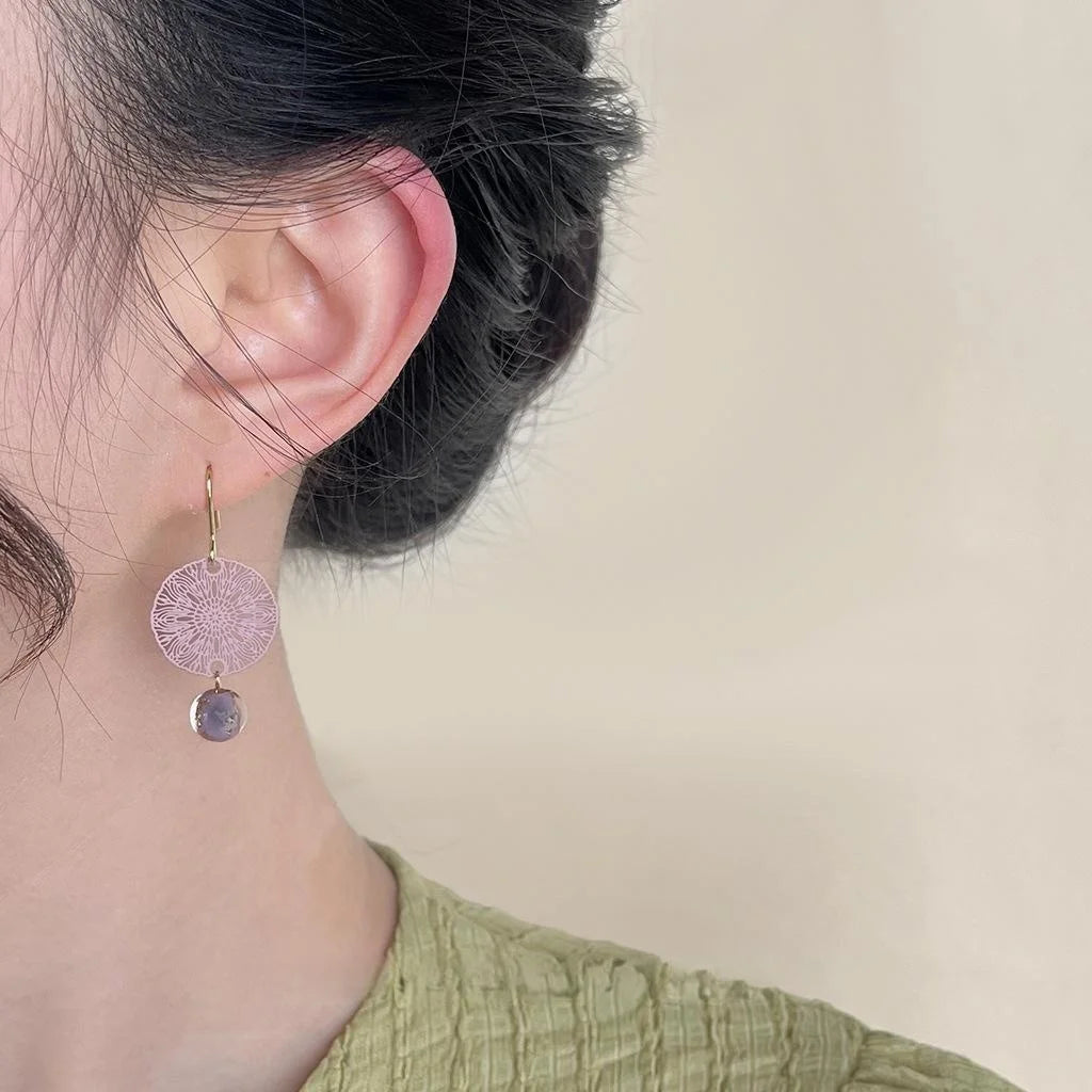 2025 New Handmade Ethnic Totem Glass Drop Earrings For Women, Geometric Round Boho Design