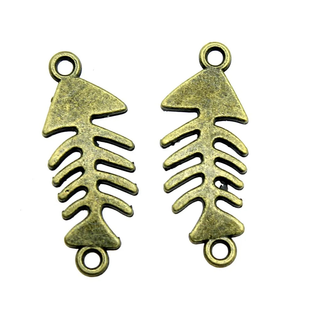 31x12mm 2g Multicolor Zinc Alloy Fishbone Fish Connector Charm for DIY Necklace Bracelet Jewelry Making