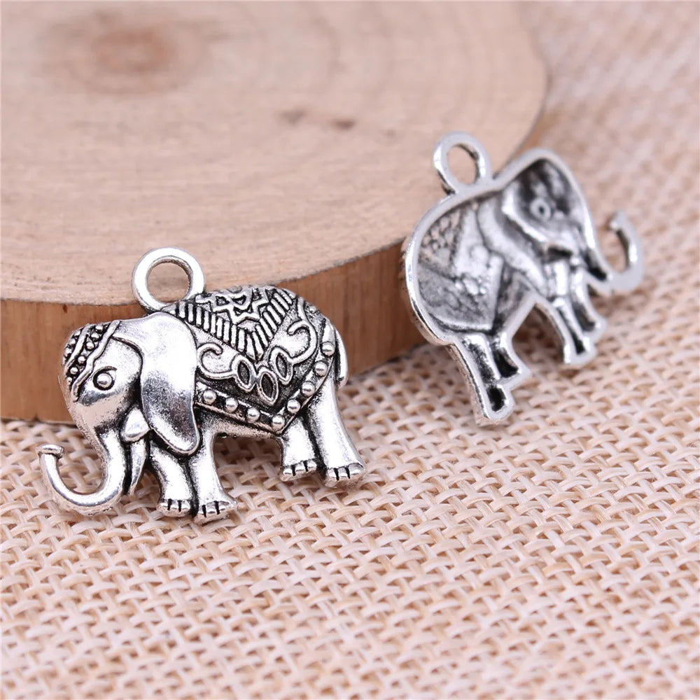 22x19mm 1.7g Antique Silver Zinc Alloy Elephant Charm Pendant for DIY Necklace Bracelet Making