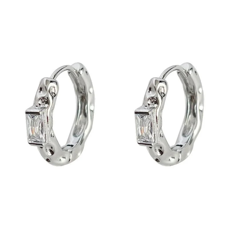 18K Gold Plated Copper Liquid Geometric Stud Earrings With Micro Pave Zircon Light Luxury Women's Jewelry