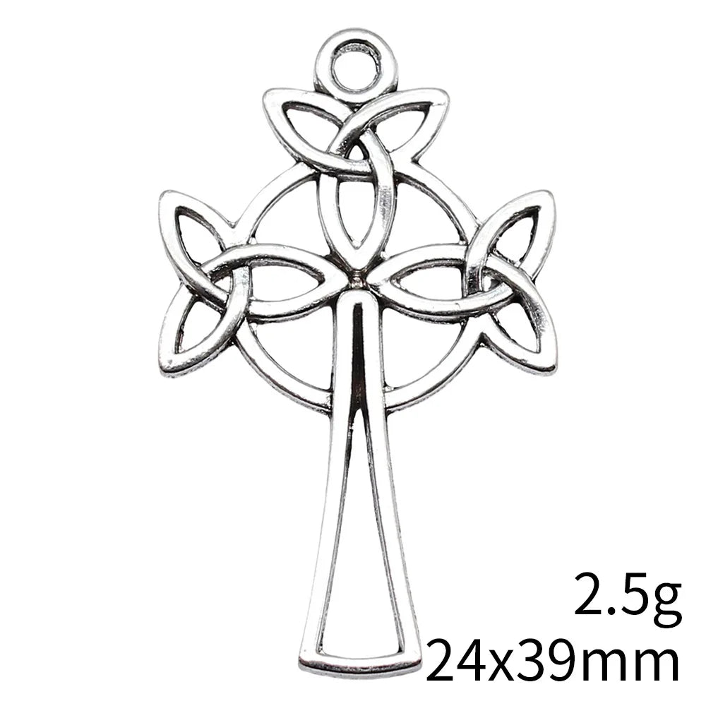 24x39mm 2.5g Antique Silver Zinc Alloy Celtic Knot Cross Charm Pendant for DIY Necklace Jewelry Making