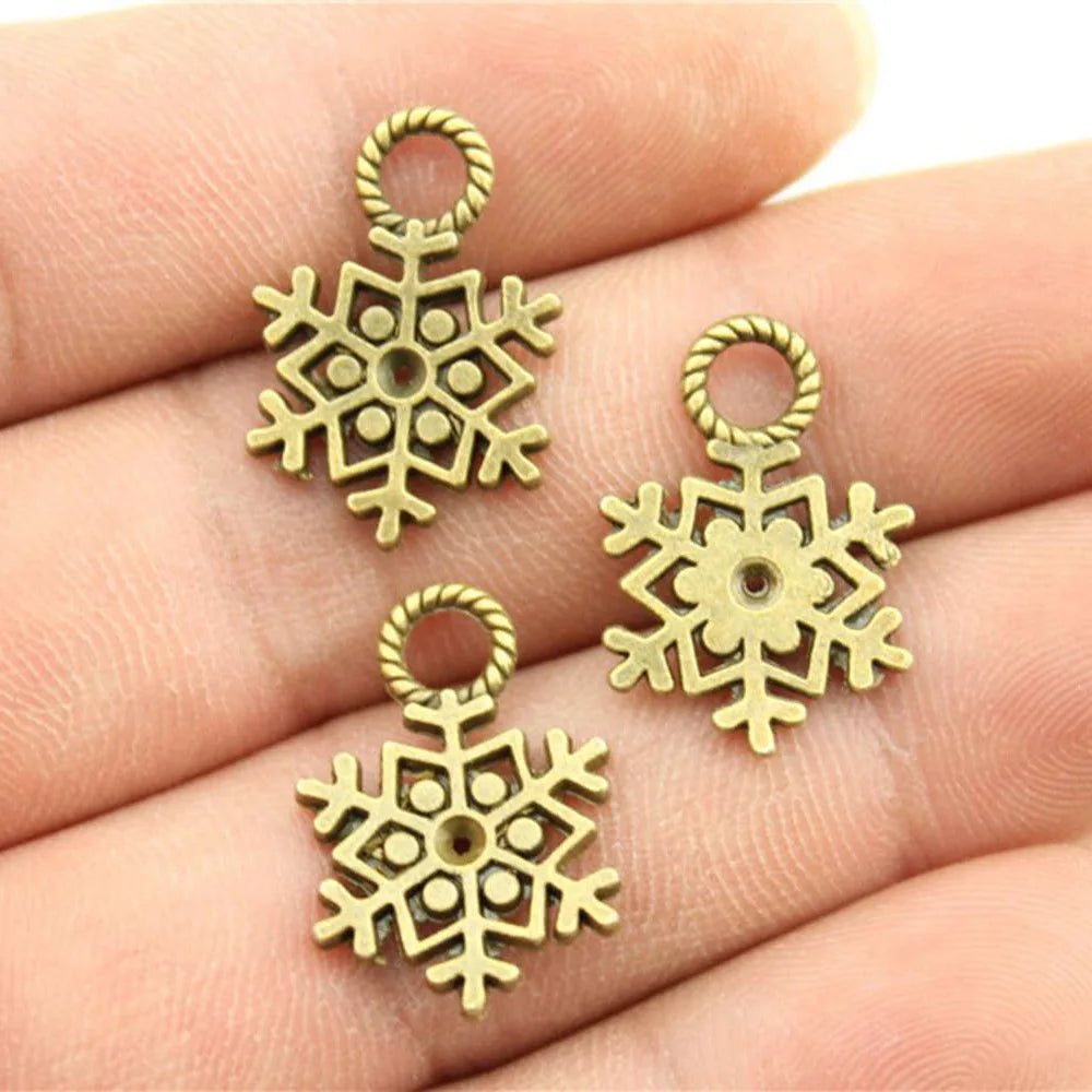 21x14mm 1.2g Multicolor Zinc Alloy Snowflake Charm Pendant for DIY Christmas Jewelry Making