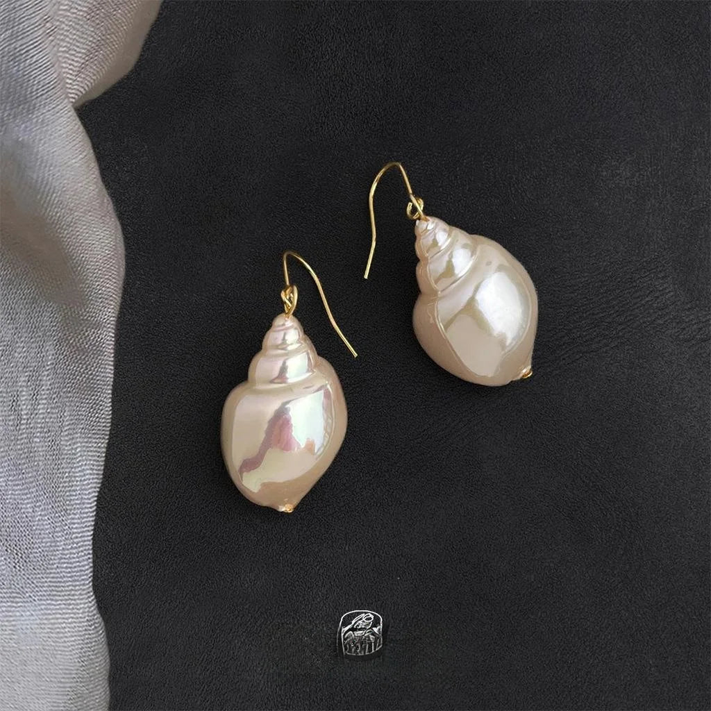 Light Luxury Resin Conch Shell Drop Earrings For Women Beach Vacation Geometric Jewelry