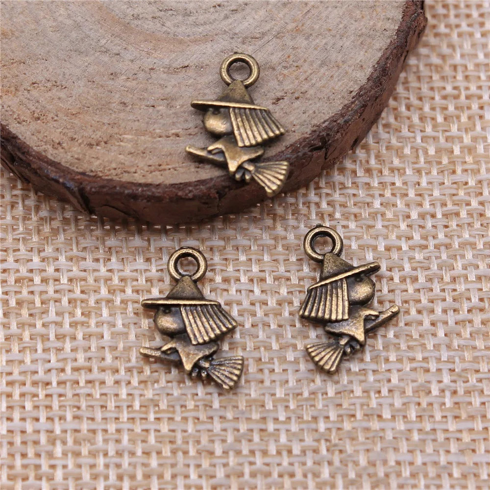 16x12mm 0.8g Multicolor Zinc Alloy Little Witch Charm Pendant for DIY Necklace Bracelet Making