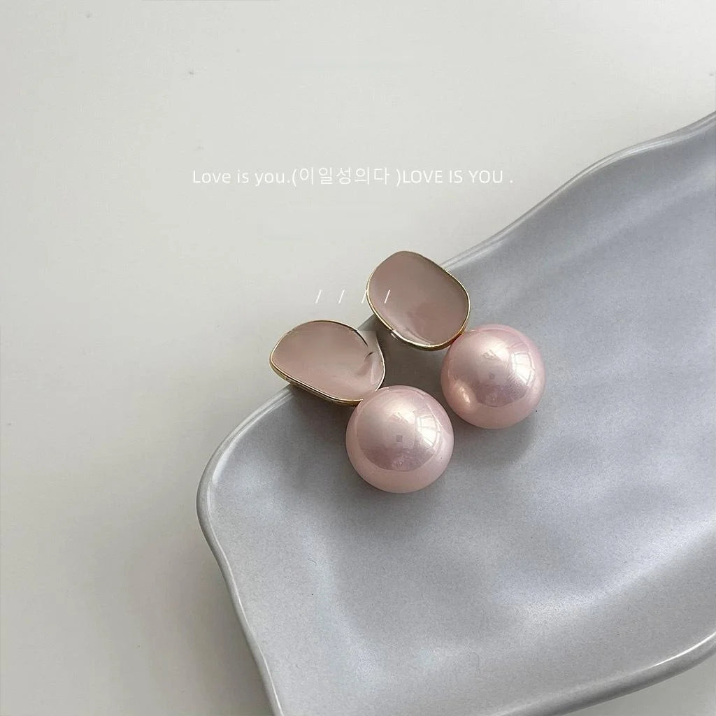 Elegant Irregular Geometric Large Pearl Drop Earrings 14K Plated Copper Fashion Jewelry