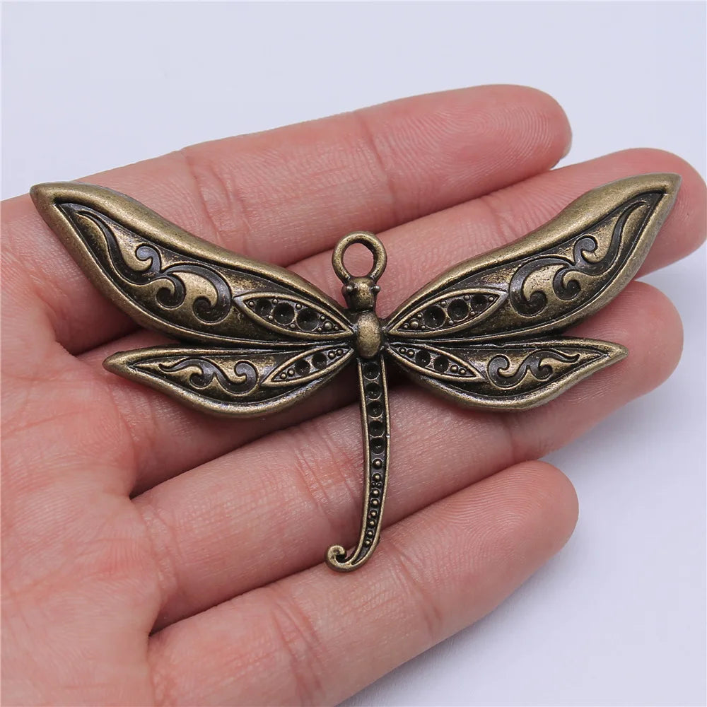 80x47mm 12.7g Multicolor Zinc Alloy Large Dragonfly Charm Pendant for DIY Necklace Jewelry Making
