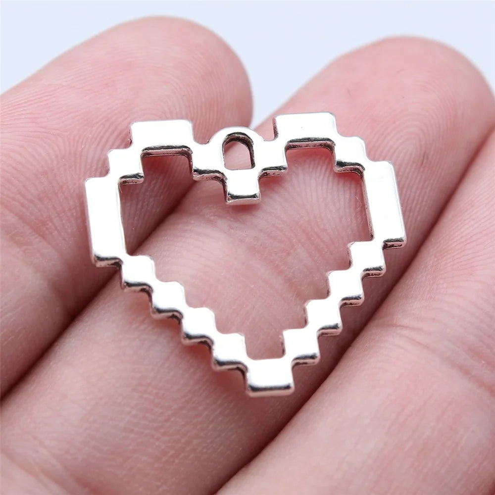 22x24mm 1.6g Multicolor Zinc Alloy Mosaic Heart Charm Pendant for DIY Necklace Bracelet Making