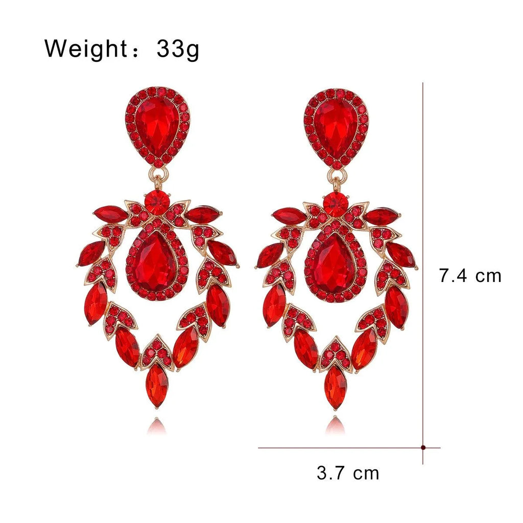 Vintage Luxury Blue Crystal Teardrop Chandelier Earrings, Rhinestone Alloy Dangle Earrings For Wedding Party Gift