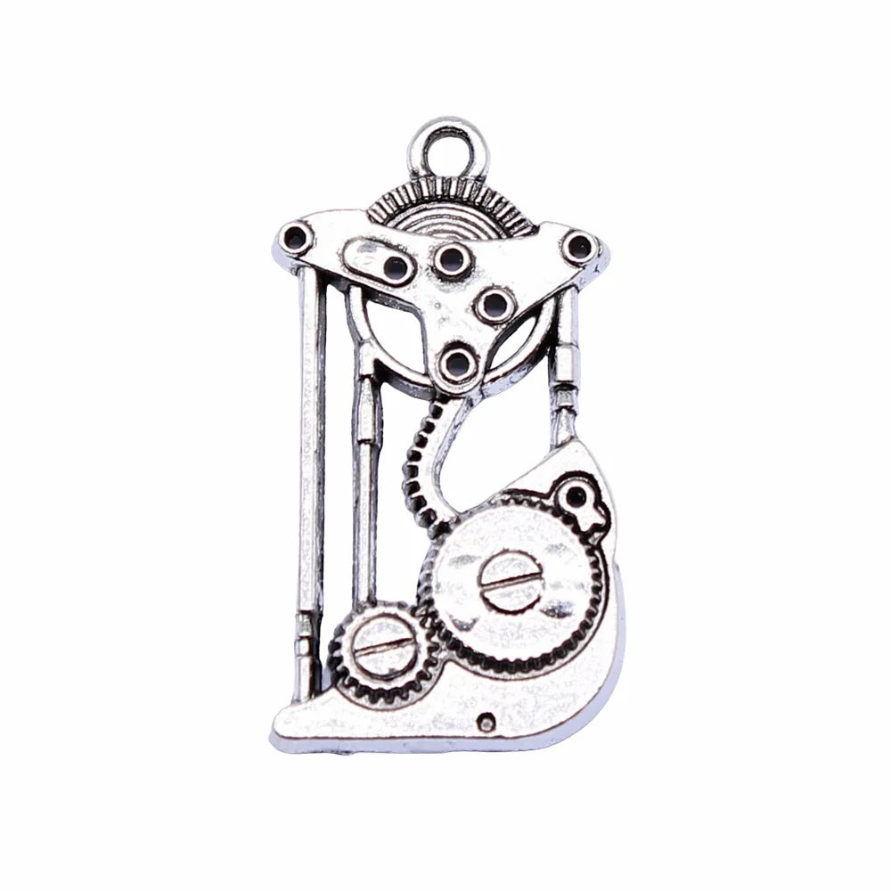 32x17mm 2.7g Antique Silver Zinc Alloy Engine Charm Pendant for Mechanical Bracelet Necklace Making