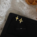 Minimalist Modern Eco-Friendly Copper Mini Eight-Point Star Asymmetric Stud Earrings With Silver Plated Posts