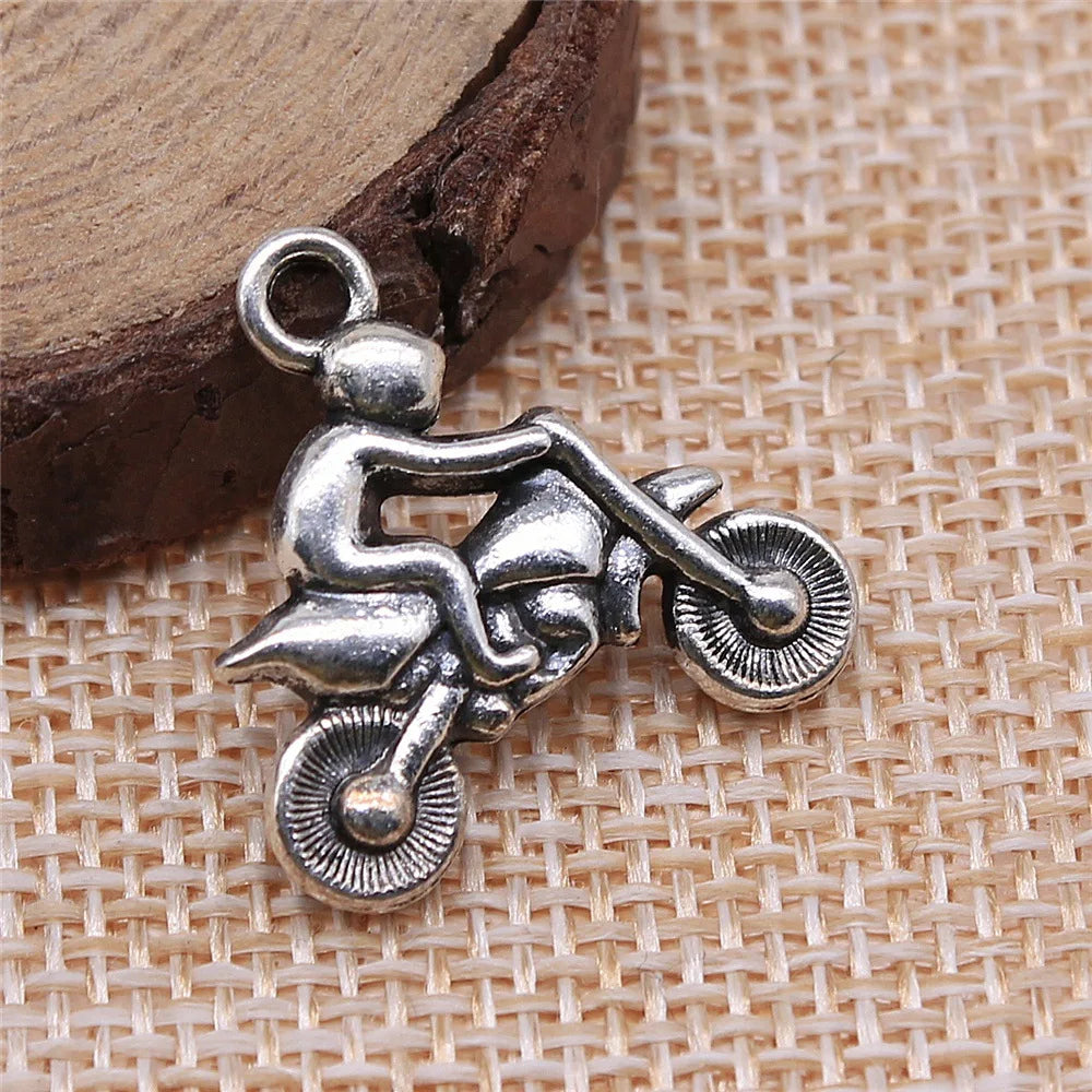 21x21mm 3.1g Multicolor Zinc Alloy Motorcycle Racing Charm Pendant for DIY Sports Jewelry Making