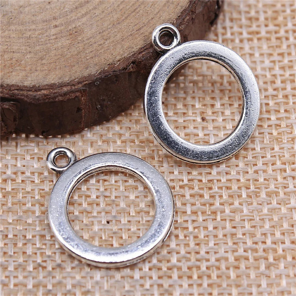 22x18mm 1.4g Multicolor Zinc Alloy Smooth Round Ring Earring Charms for DIY Earring Making
