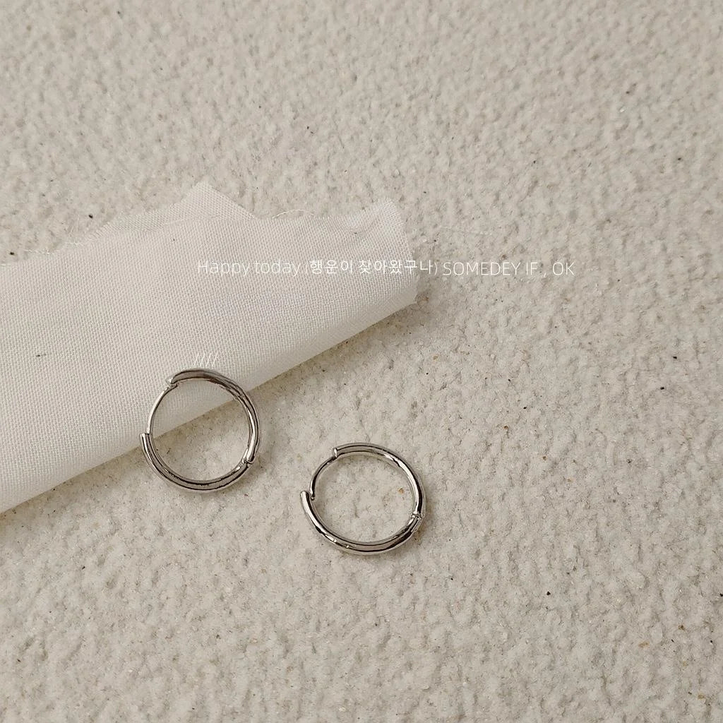 Korean Style Real Gold Plated Copper Small Round Hoop Earrings Minimalist Daily Thin Huggie Hoops