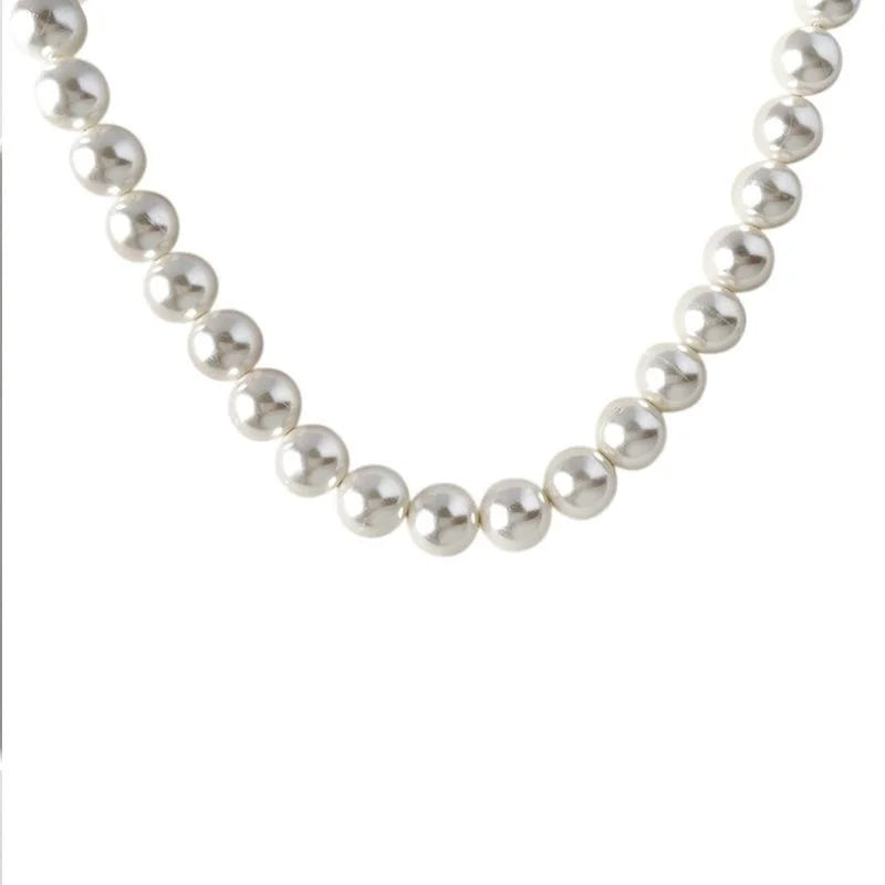 High Quality Glass Pearl Necklace Light Luxury French Vintage Collarbone Choker For OL Style