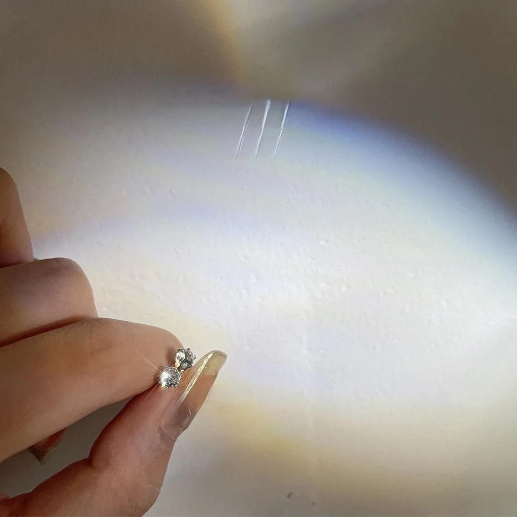 Silver Plated Copper Zircon Stud Earrings, Tiny Round Geometric Cartilage Earrings For Women
