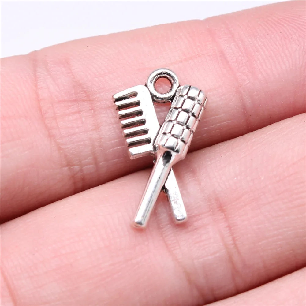 20x12mm 1g Antique Silver Zinc Alloy Hair Comb Charm Pendant for DIY Necklace Bracelet Making