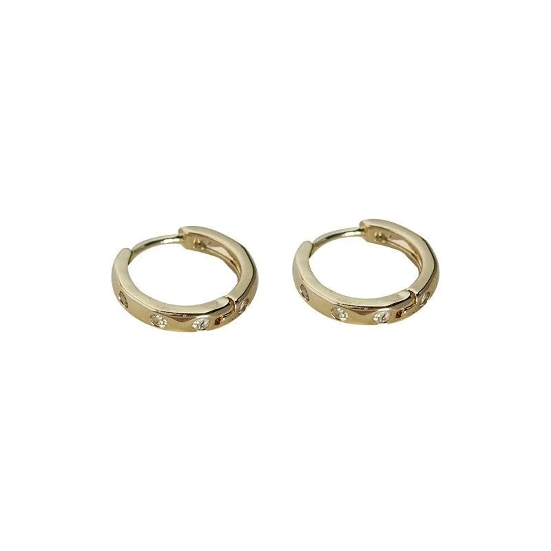 Sweet Cool Copper Micro Pave Zircon Round Hoop Earrings, Geometric Huggie Jewelry For Women