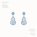 Original Designer Blue Enamel Gourd Flower Copper Zircon Drop Earrings Sweet Elegant Women's Jewelry