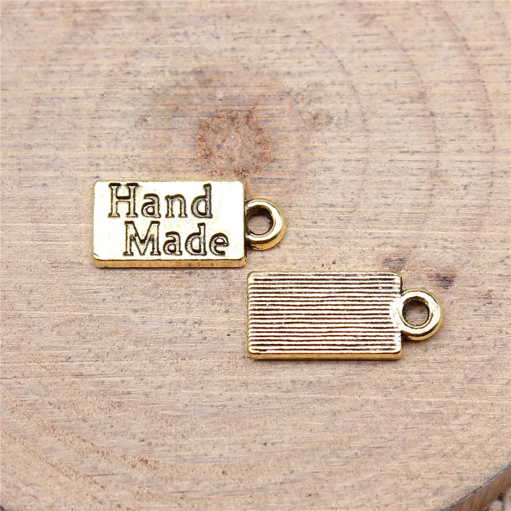 15x7mm 0.8g Antique Silver Zinc Alloy hand made Word Tag Letter Charm Pendant for DIY Jewelry Making