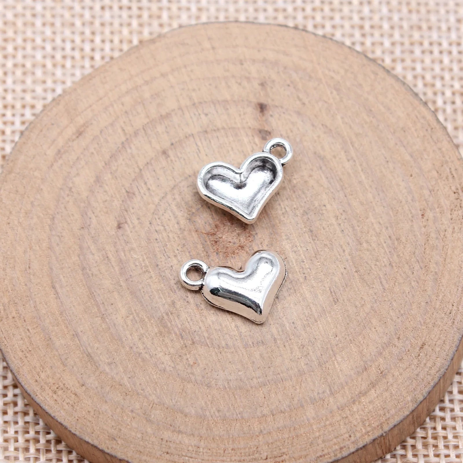 10x14mm 0.82g Antique Silver Zinc Alloy Heart Charm Pendant for DIY Necklace Bracelet Making