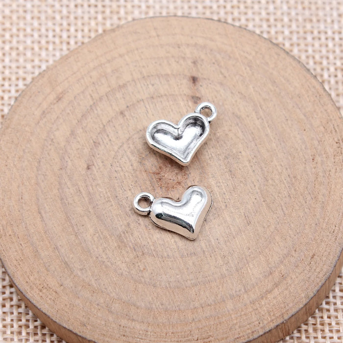 10x14mm 0.82g Antique Silver Zinc Alloy Heart Charm Pendant for DIY Necklace Bracelet Making