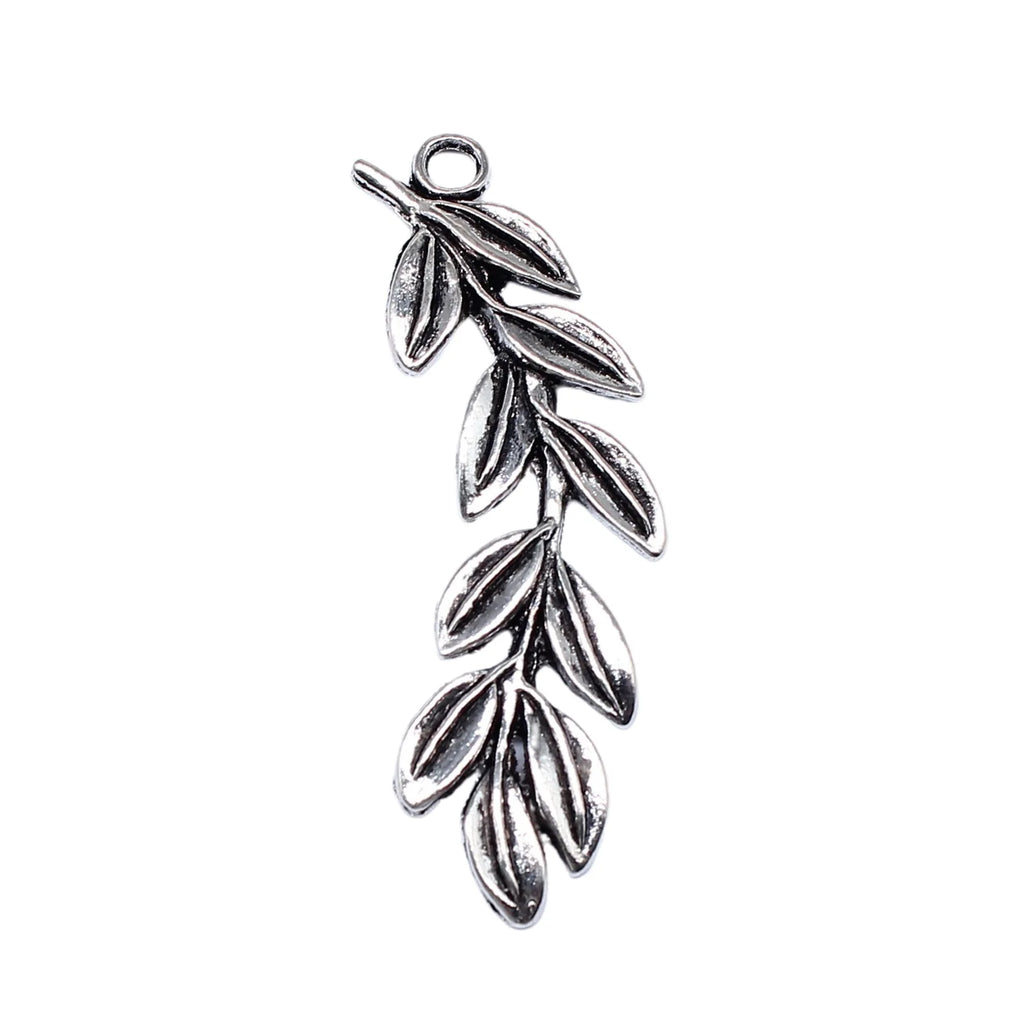 52x16mm 4.2g Antique Silver Zinc Alloy Olive Branch Charm Pendant for DIY Necklace Jewelry Making