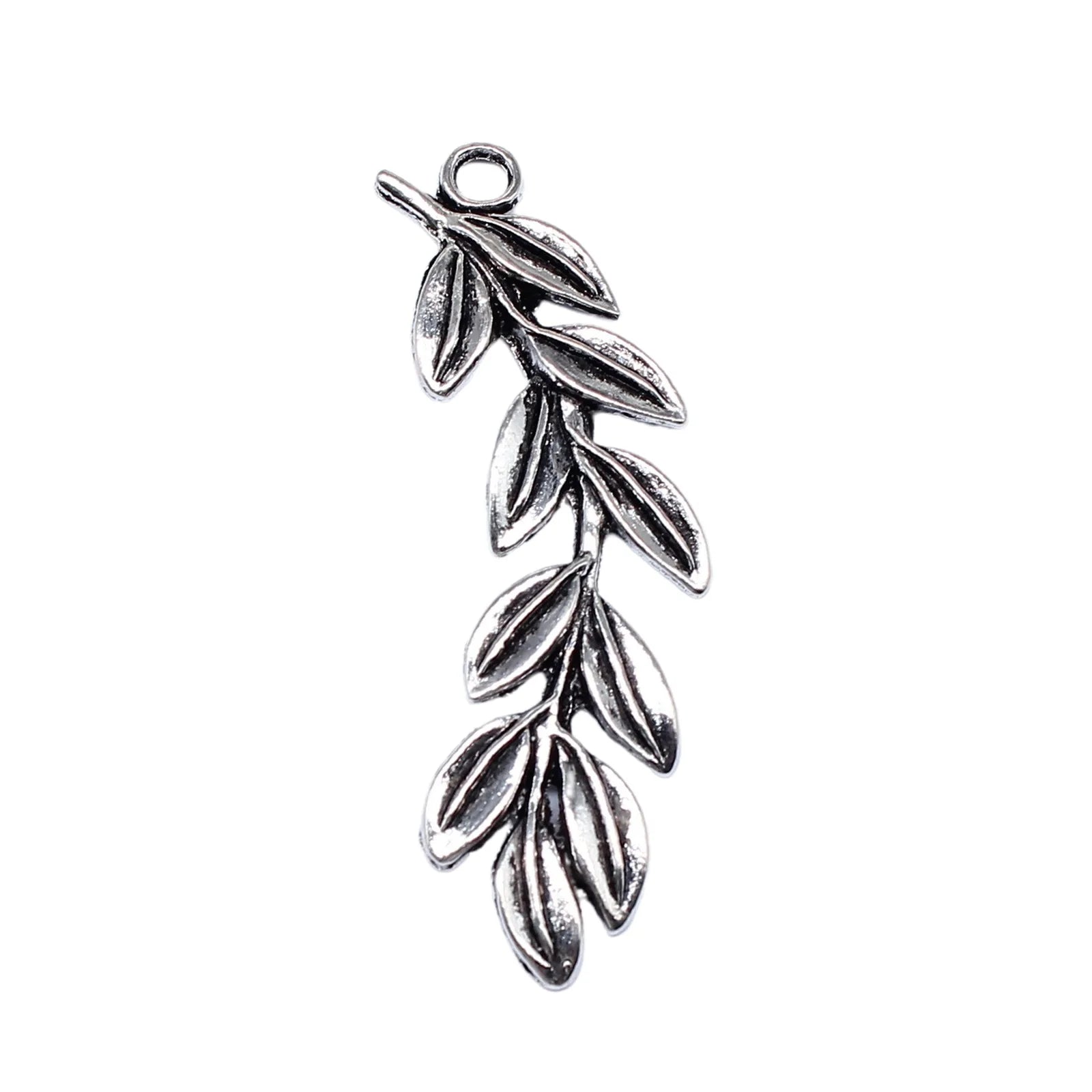 52x16mm 4.2g Antique Silver Zinc Alloy Olive Branch Charm Pendant for DIY Necklace Jewelry Making