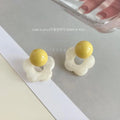 Sweet Warm Tone Resin Flower Stud Earrings With Silver Plated Pins