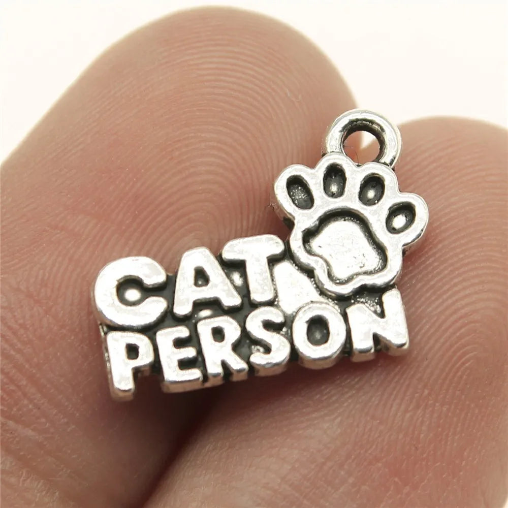 18x13mm 1.4g Zinc Alloy Cat Person Paw Letter Charm Pendant for DIY Pet Theme Necklace Bracelet Making
