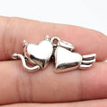 39x18mm 3.9g Antique Silver Zinc Alloy Angel Devil Heart Charm Pendant for DIY Gothic Jewelry Making