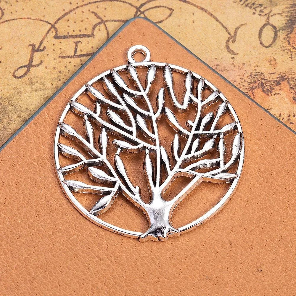 37MM Antique Silver Zinc Alloy Round Charm Pendant for DIY Necklace Bracelet Jewelry Making