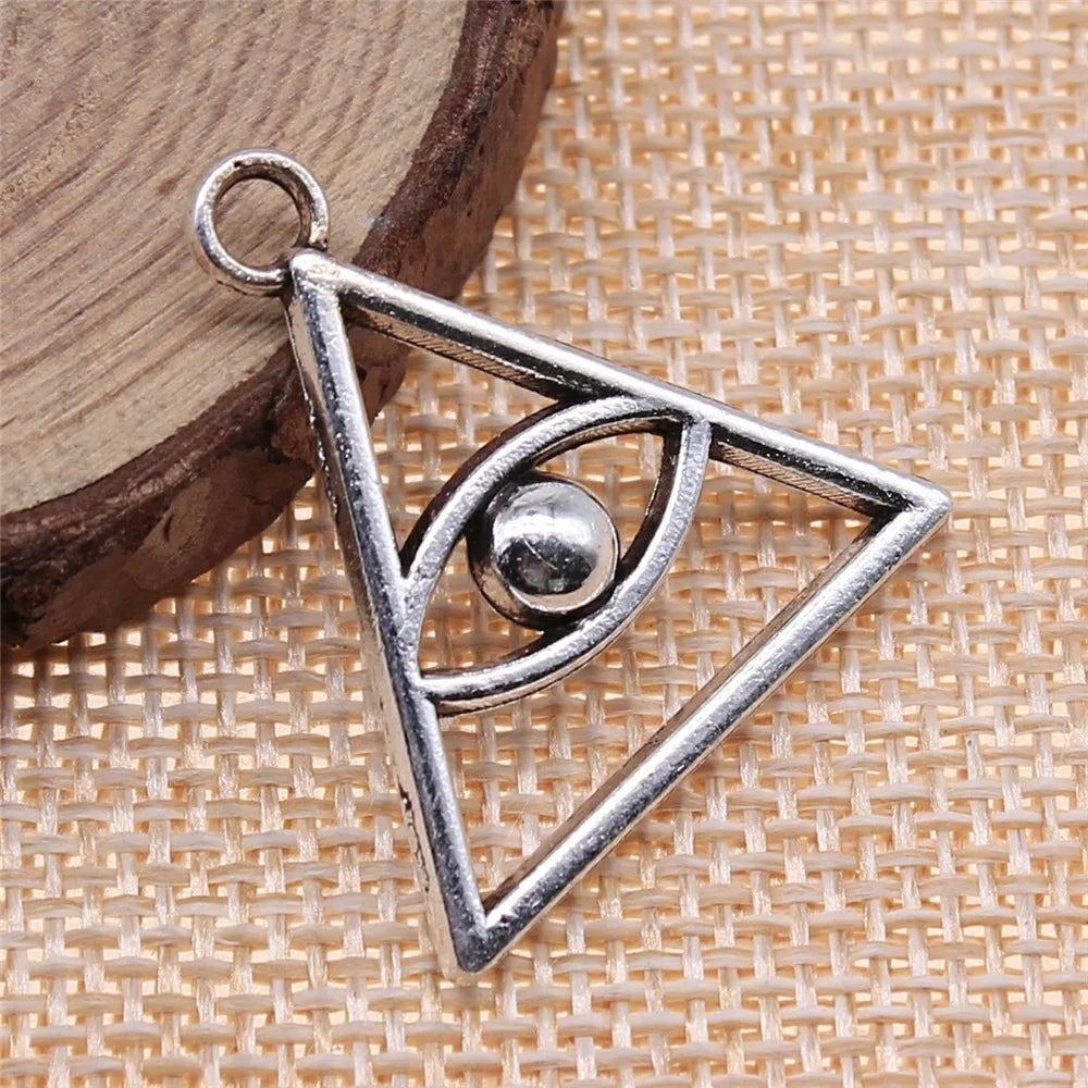 28x26mm 3.2g Multicolor Zinc Alloy Triangle Eye Charm Pendant for DIY Jewelry Making and Accessories