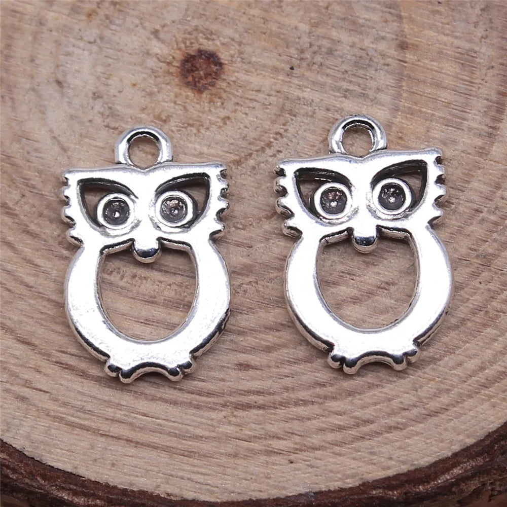 15x10mm 0.7g Multicolor Zinc Alloy Owl Cat Charm Pendant for DIY Necklace Bracelet Jewelry Making Findings