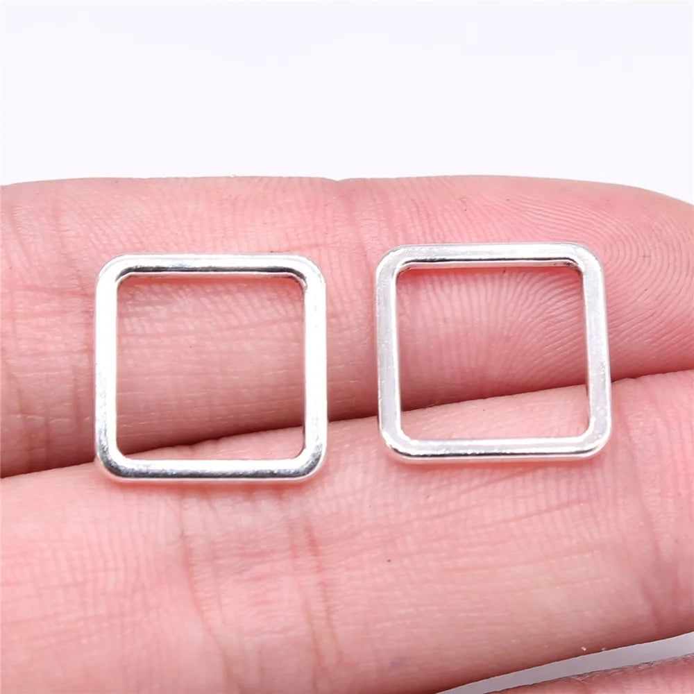 15x15mm 0.78g Multicolor Zinc Alloy Square Geometric Charm Pendant for DIY Earrings Bracelet Making
