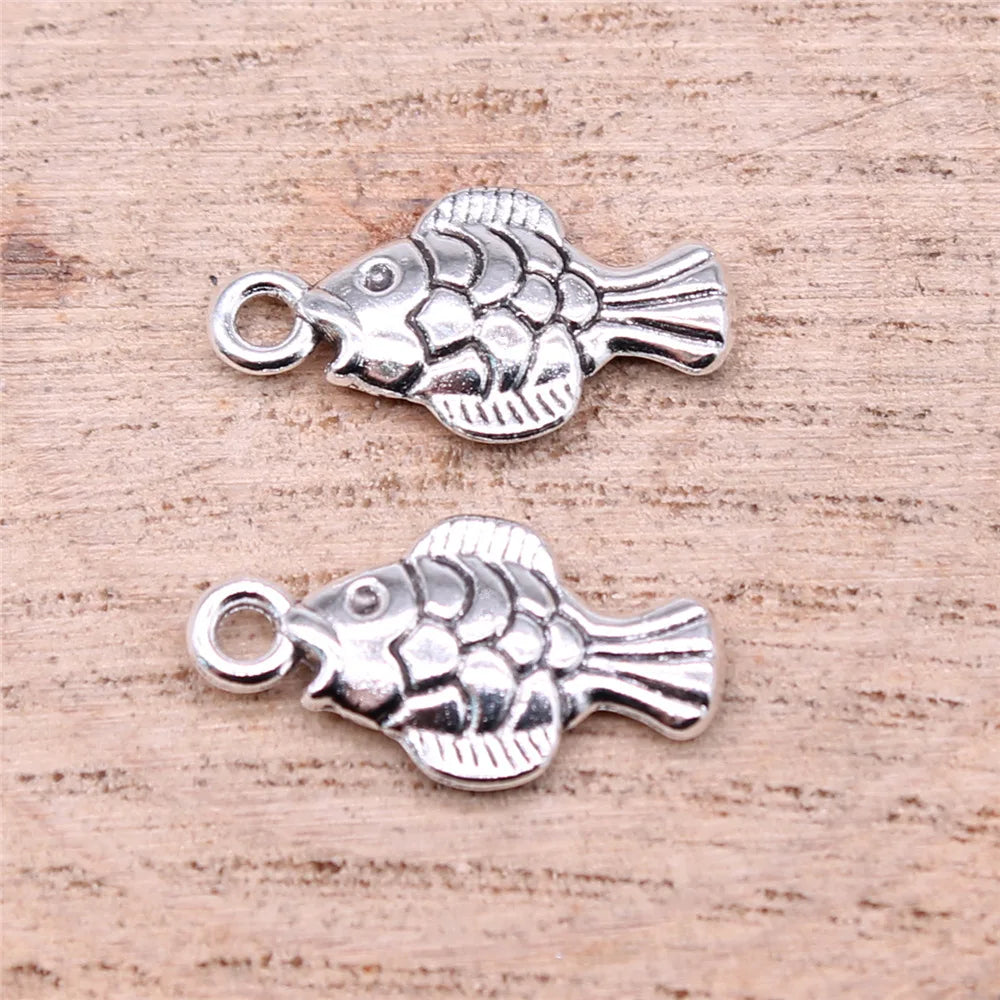 19x10mm 1g Multi Color Zinc Alloy Fish Charm Pendant for DIY Necklace Bracelet Making