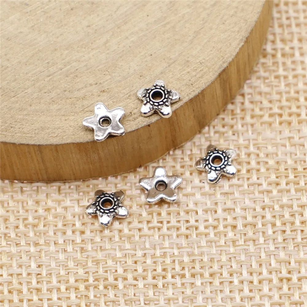 6x6mm 0.1g Multicolor Zinc Alloy Flower Bead Cap Jewelry Findings for DIY Earring Bracelet Making