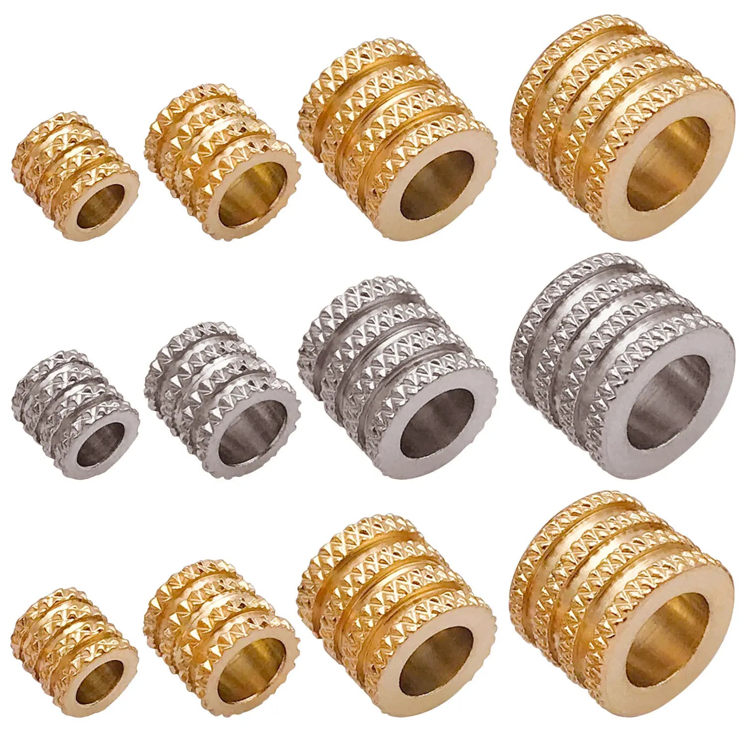 Vacuum Plated Stainless Steel Four Layer Mesh Tube Spacer Beads for DIY Bracelets