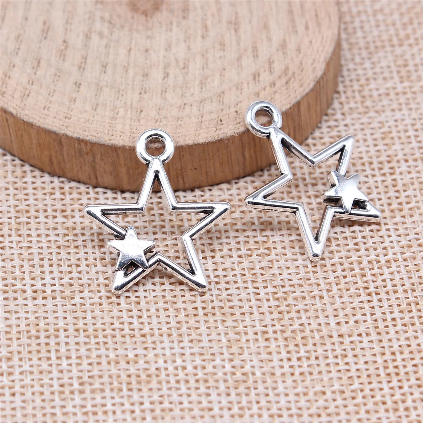 26x22mm 1.8g Multicolor Zinc Alloy Hollow Five Point Star Charm Pendant for DIY Jewelry Making