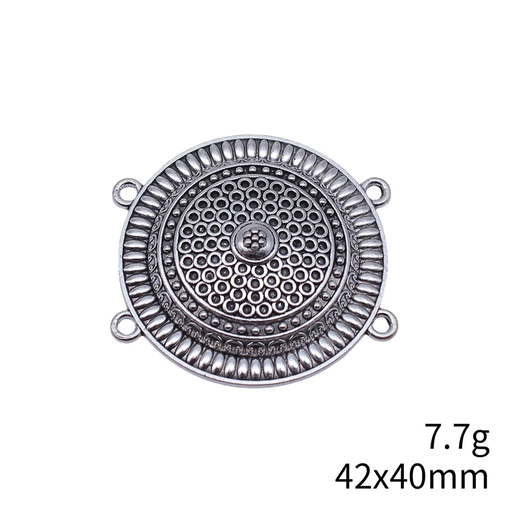 42x40mm 7.7g Antique Silver Zinc Alloy 4 Hole Connector Charm for Body Chain Waist Chain Headpiece DIY