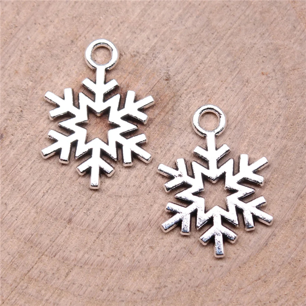 19x14mm 0.7g Antique Silver Zinc Alloy Snowflake Charm Pendant for DIY Christmas Jewelry Making