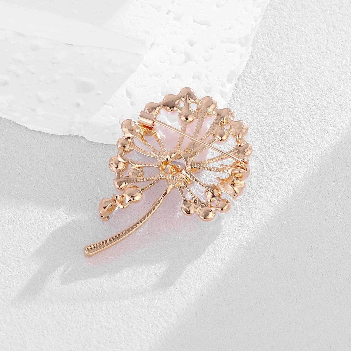 Elegant Dandelion Flower Brooch With Faux Pearls And Rhinestone Zircon, Women's Lapel Pin Corsage Gift
