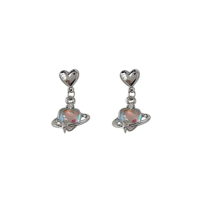 Style Silver Plated Eco Copper Heart Stud Earrings Minimalist Geometric Jewelry