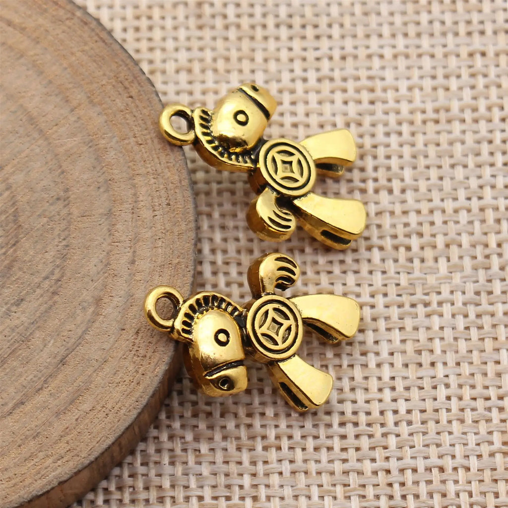 22x17x5mm 2.9g Antique Silver Zinc Alloy Horse Coin Charm Pendant for DIY Necklace Keychain Making