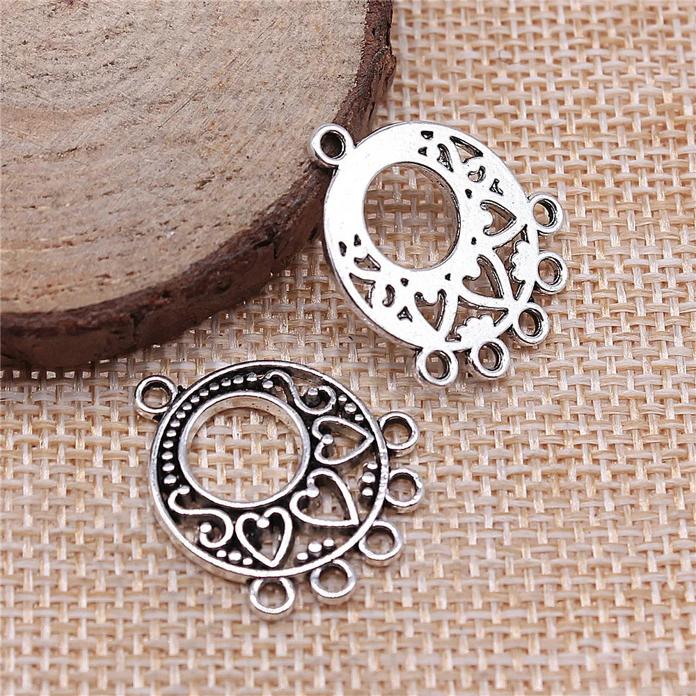 20x24mm 2g Multicolor Zinc Alloy Heart Earring Connector Charms for DIY Earrings Jewelry Making