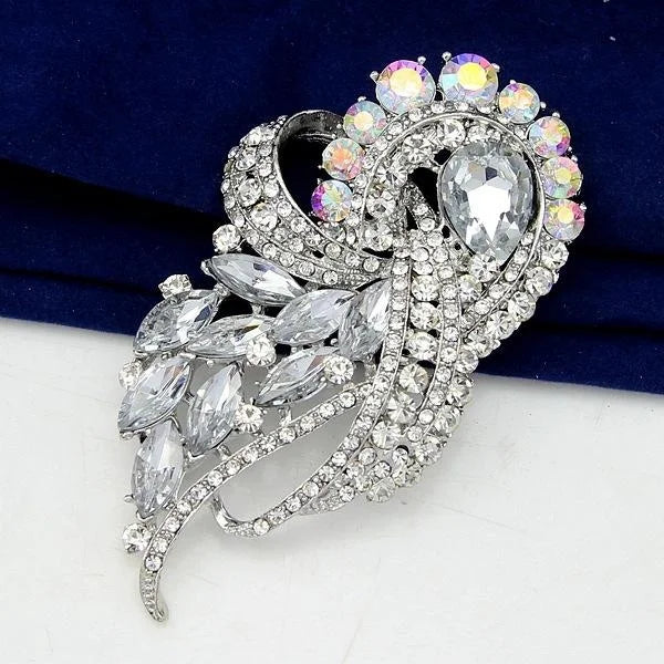 Elegant Crystal Rhinestone Alloy Floral Brooch With Acrylic Accents, Women's Lapel Pin Corsage Gift