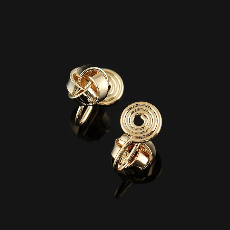 Elegant Gold Alloy Woven Knot Ball Stud & Clip On No Piercing Minimal Commuter Women's Earrings