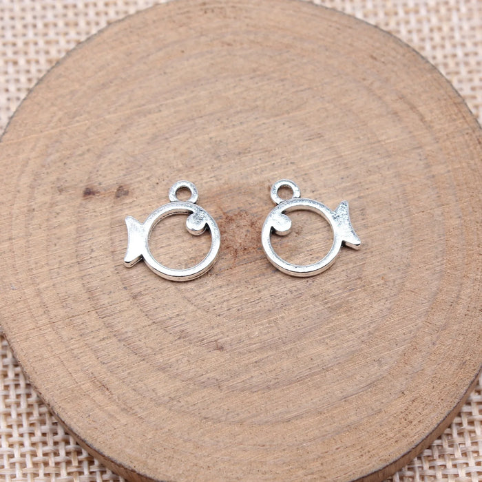 13x12mm 0.5g Antique Silver Zinc Alloy Line Art Small Fish Charm Pendant for DIY Jewelry Making