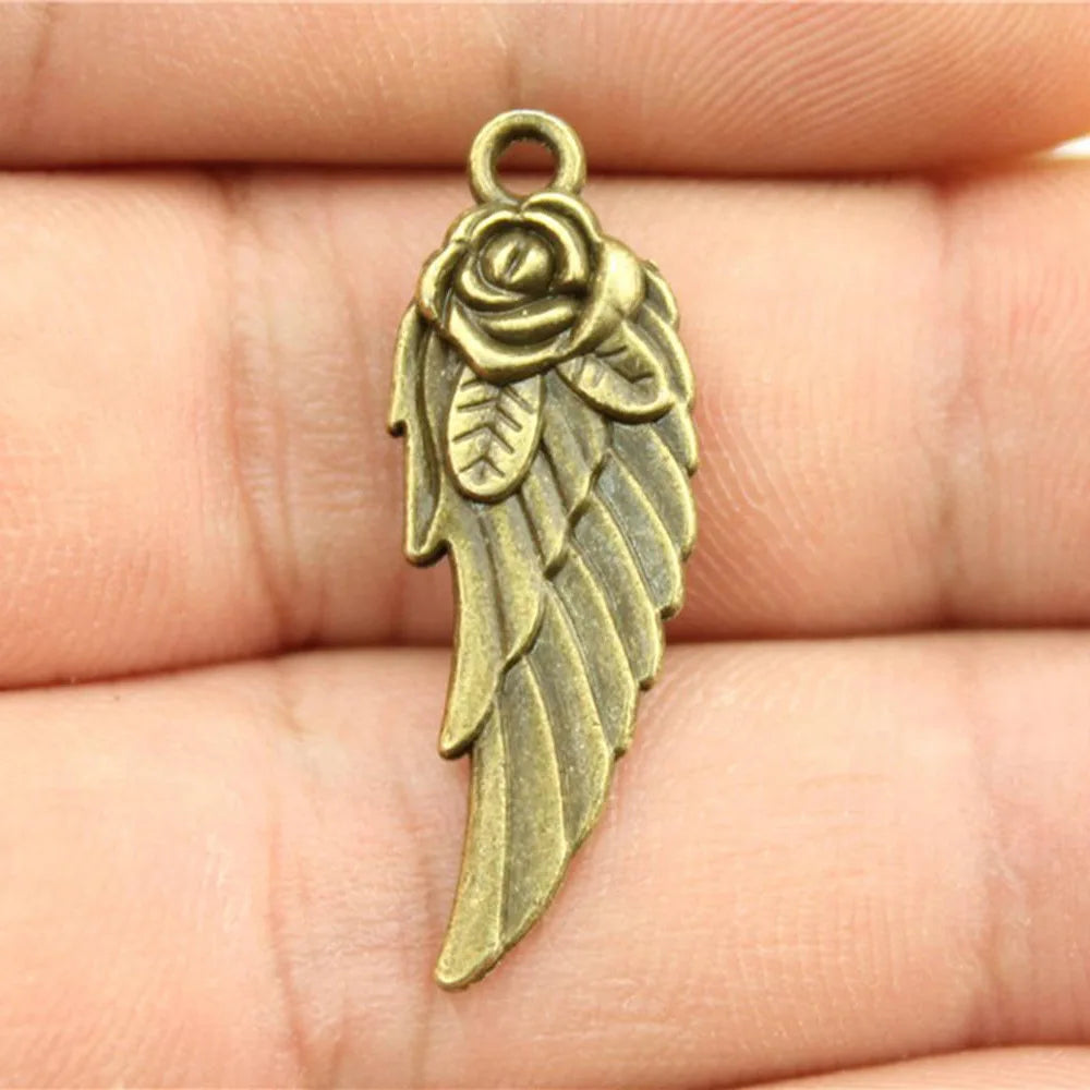 30x12mm 2.3g Multicolor Zinc Alloy Flower Wing Charm Pendant for DIY Necklace Bracelet Making
